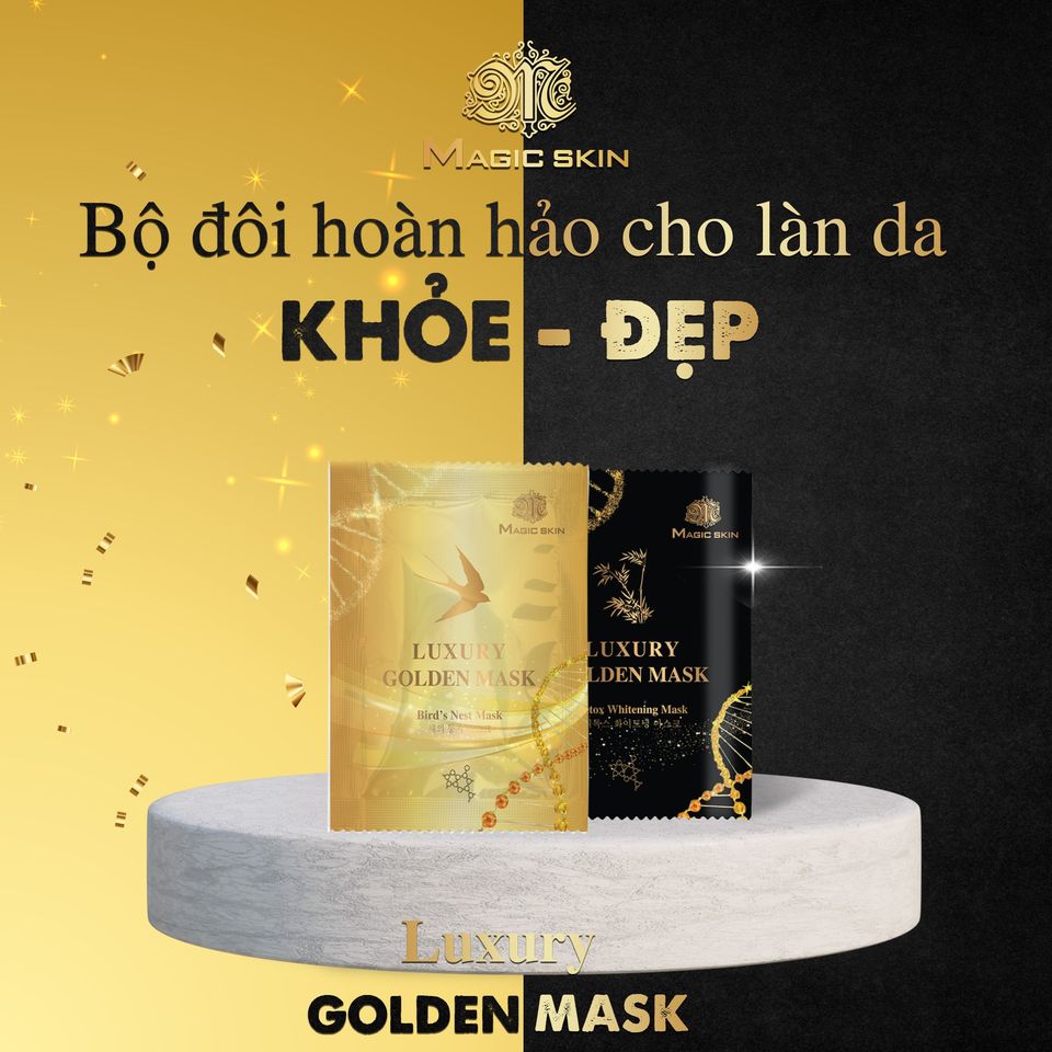 Ủ YẾN THẢI ĐỘC Luxury Golden Mask🎈  Mặt nạ dưỡng trắng hút chì Magic Skin 🎈 HỘP 6 gói ✔ CHÍNH HÃNG