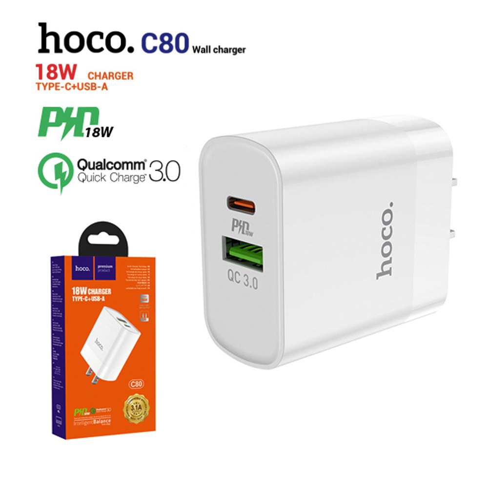 Cốc Sạc Nhanh Siêu Tốc - PD 18W đầu vào TypeC Cho Iphone, Ipad - Hoco C76A(c80,c97)