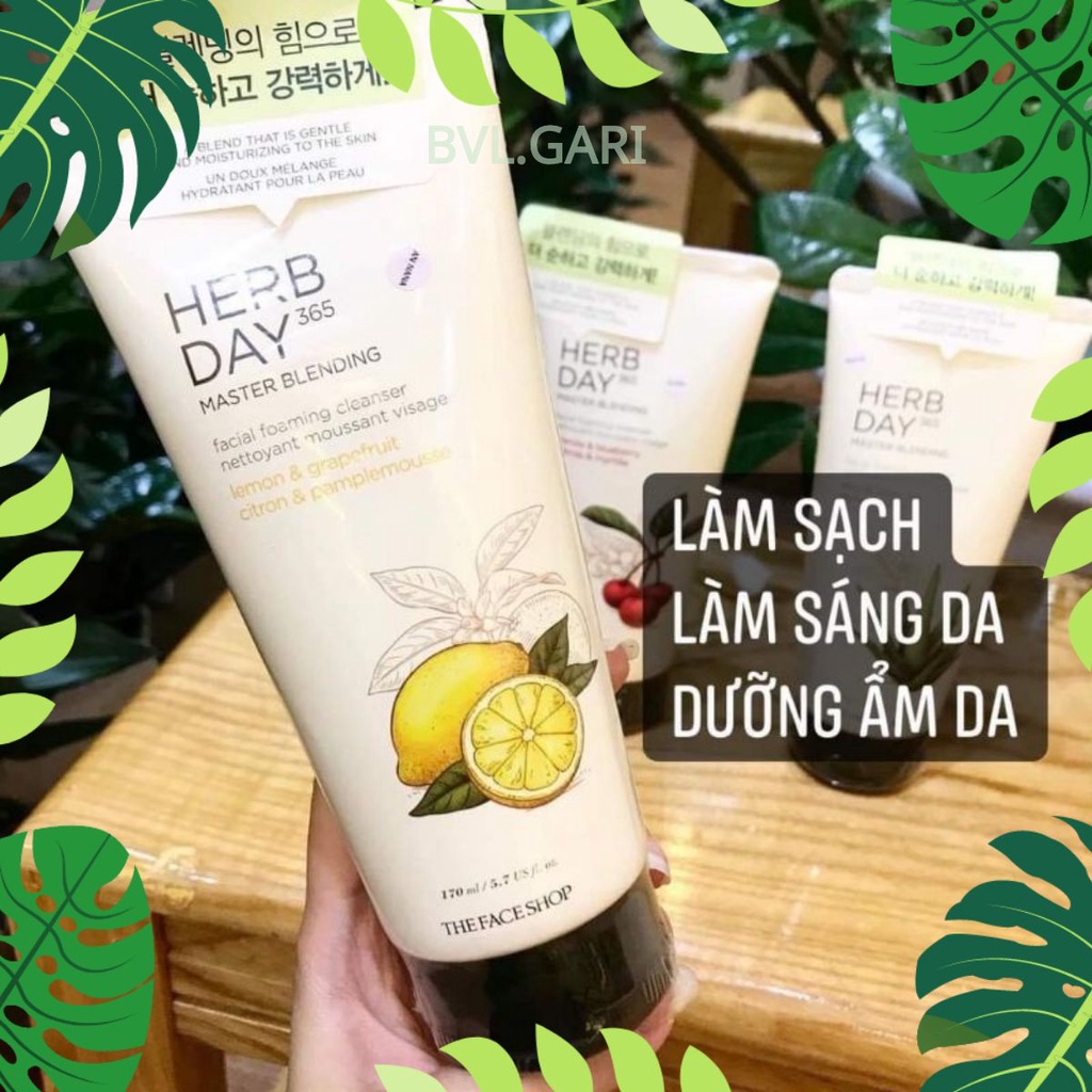 Sữa rửa mặt the face herb day - herbday 365 hương chanh/cherry/nha đam - mẫu mới