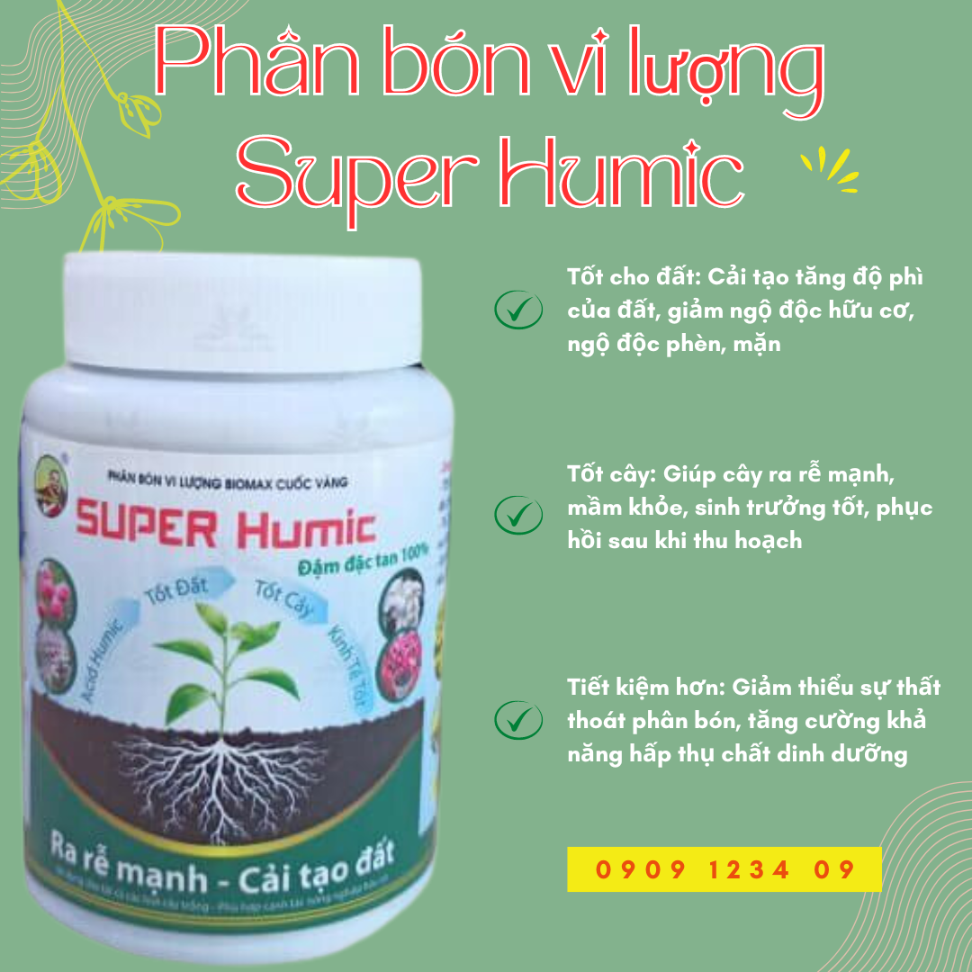 Phân bón vi lượng Super Humic 100g, tốt cây, tốt đất, hoa đẹp, trái to (Vườn Sài Gòn - Vuon Sai Gon)