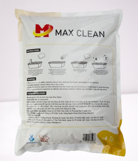 CÁT ĐẤT SÉT BENTONITE - CÁT VỆ SINH CHO MÈO MAX CLEAN