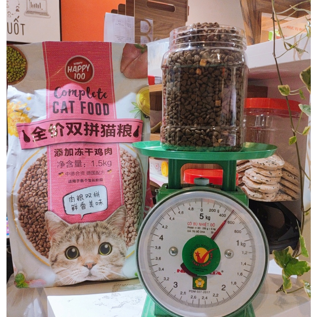 Hạt Cho Mèo Wanpy Happy100 1.5kg (Có Mix Thịt Sấy) - [Nông Trại Thú Cưng]