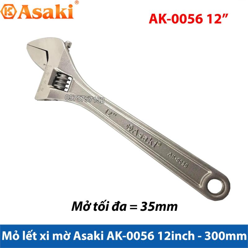 Mỏ lết cao cấp xi mờ Asaki AK-0056 12inch - 300mm (Mở tối đa 35mm)