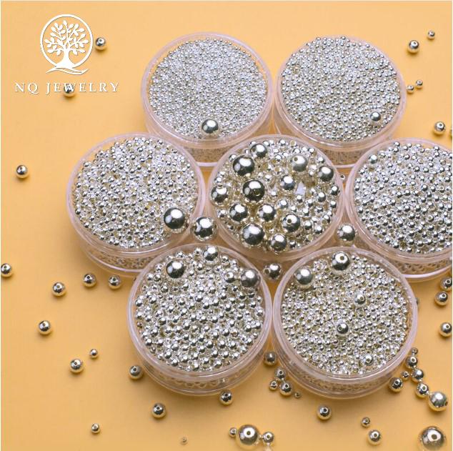 [HCM]Combo 3 Charm bi bạc hạt tròn trơn - hạt cườm bạc 4mm - NQ Jewelry
