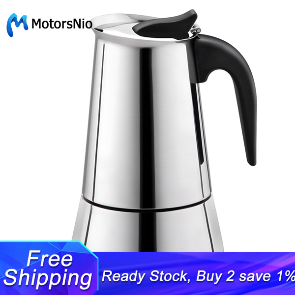 Moka Coffee Pot Espresso Latte Percolator Stove Coffee Maker Espresso Pot Italian Coffee Machine 100Ml Stainless Steel