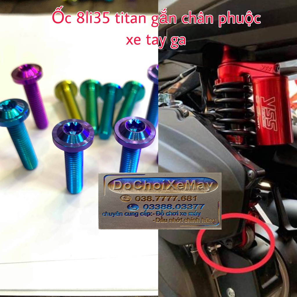 Ốc 8li35 Dù Titan Gr5 gắn chân phuộc tay ga cho Vario , Click , Vision , Luvias . DoChoiXeMay