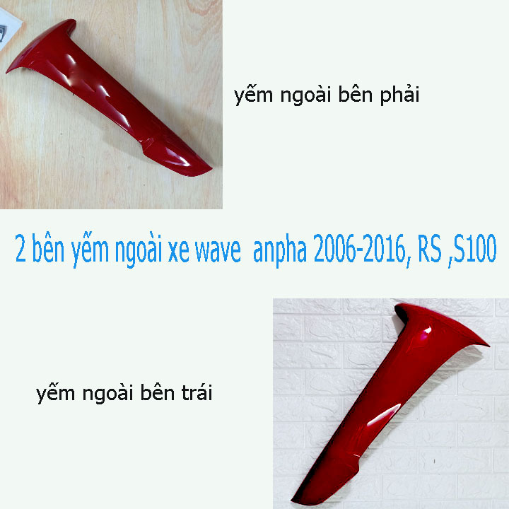 Bộ đôi yếm ngoài 2 bên gắn xe máy wave anpha,wave s100, wave rs mới đời 2006-2016, phụ tùng ô tô - xe máy