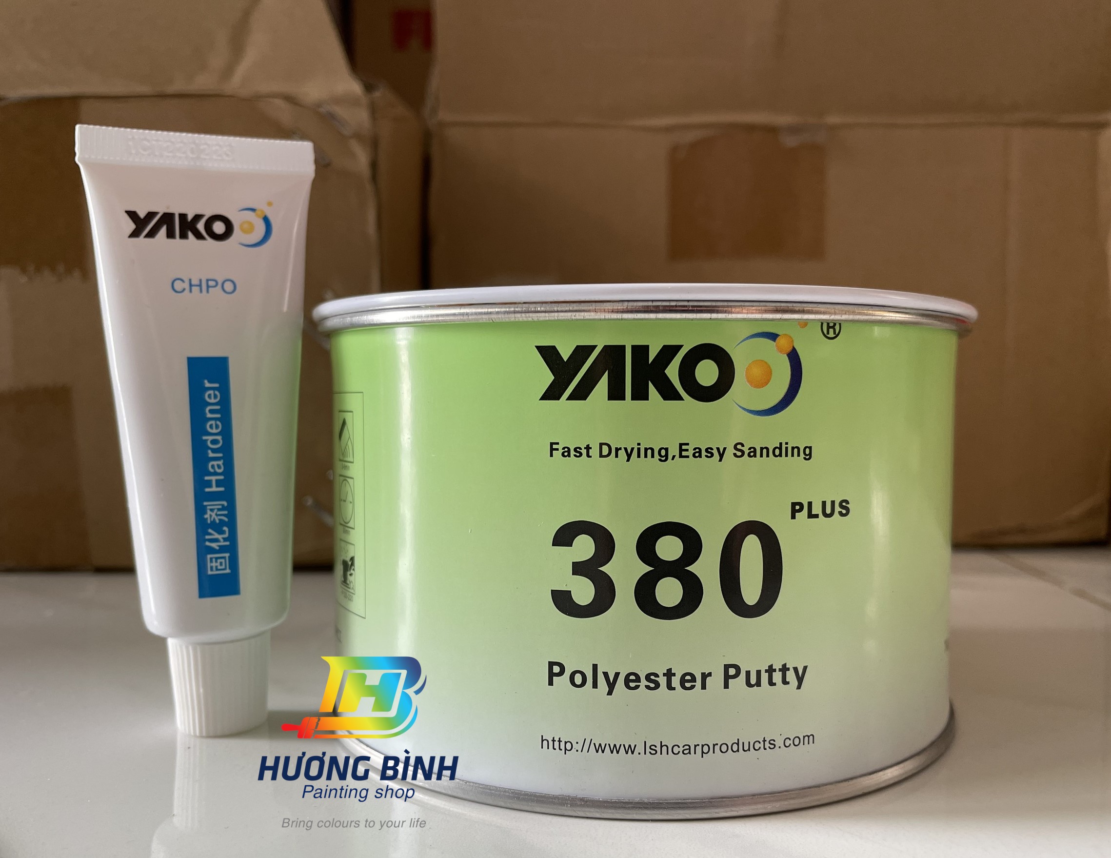 Bột bả, matit trám trét Yako 380 (bộ 1kg gồm chất đóng rắn)
