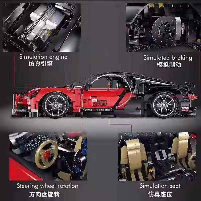 Đồ Chơi Lắp Ghép Mô Hình Siêu Xe Bugatti Chiron Màu Đỏ mini 008
