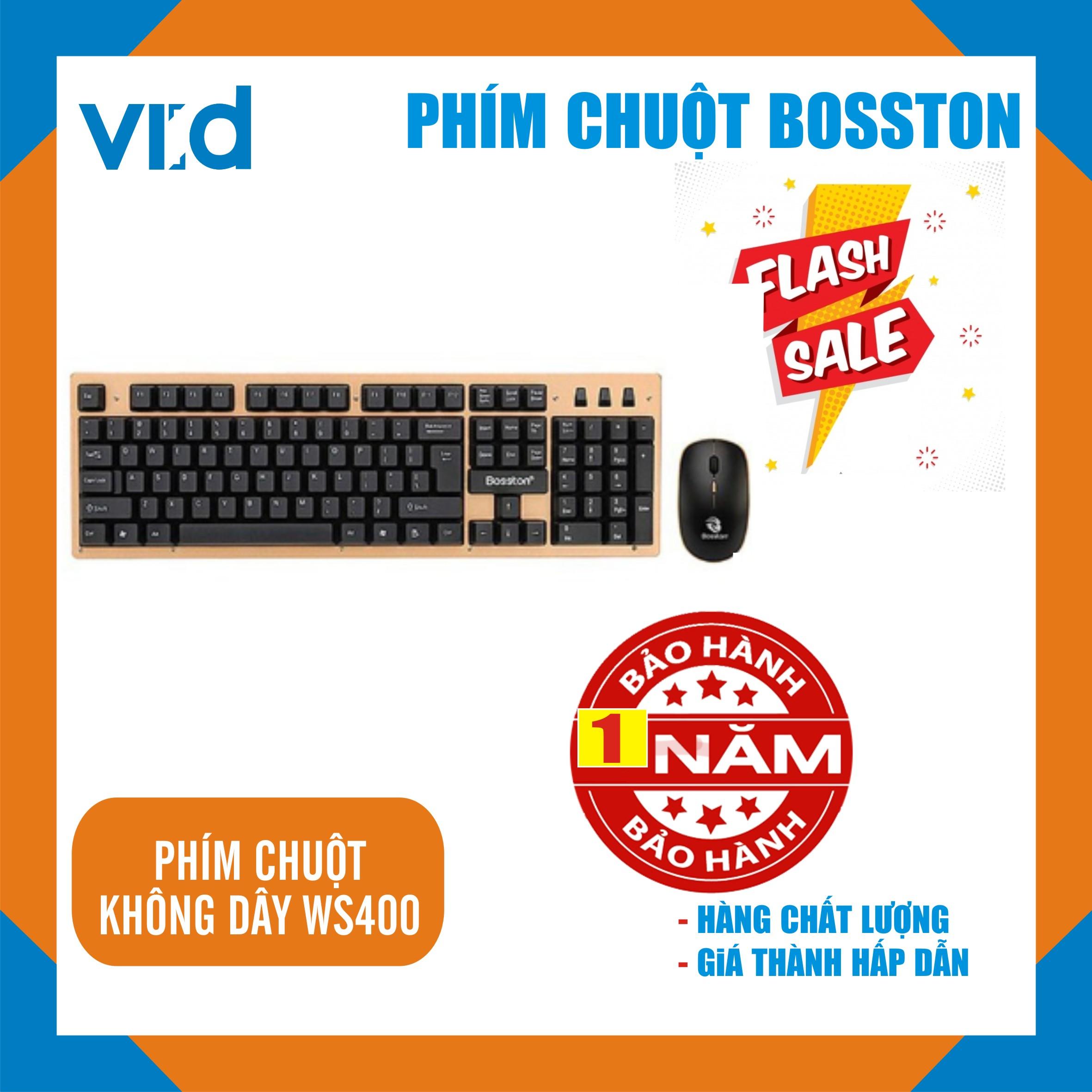 Bộ Phím Chuột Không Dây Bluetooth Bosston WS400 - Bảo hành 12 tháng