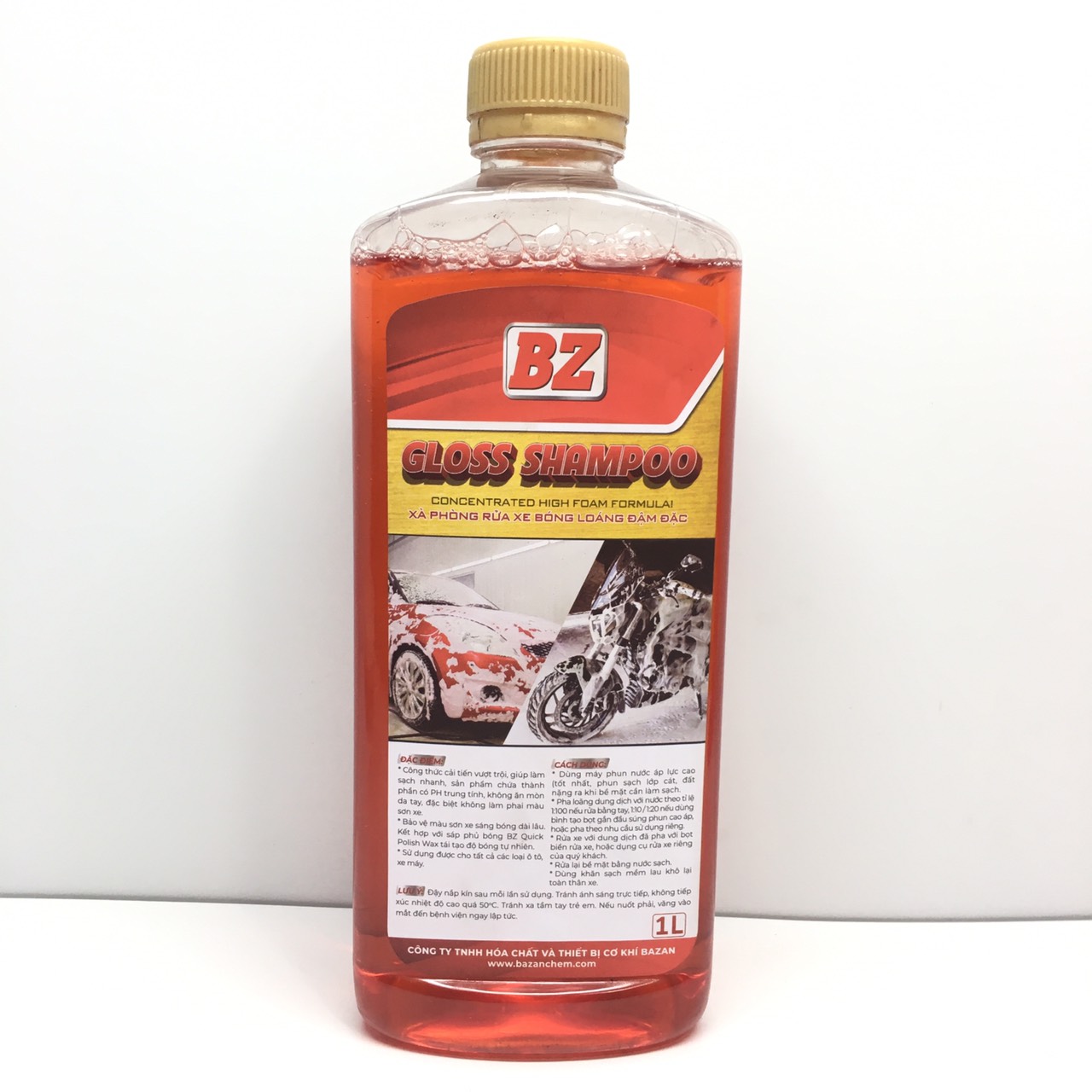 Nước rửa xe BZ, rửa xe không chạm BZ siêu bọt, bóng loáng đậm đặc, mùi thơm nhẹ, an toàn với da tay chai 1 Lít