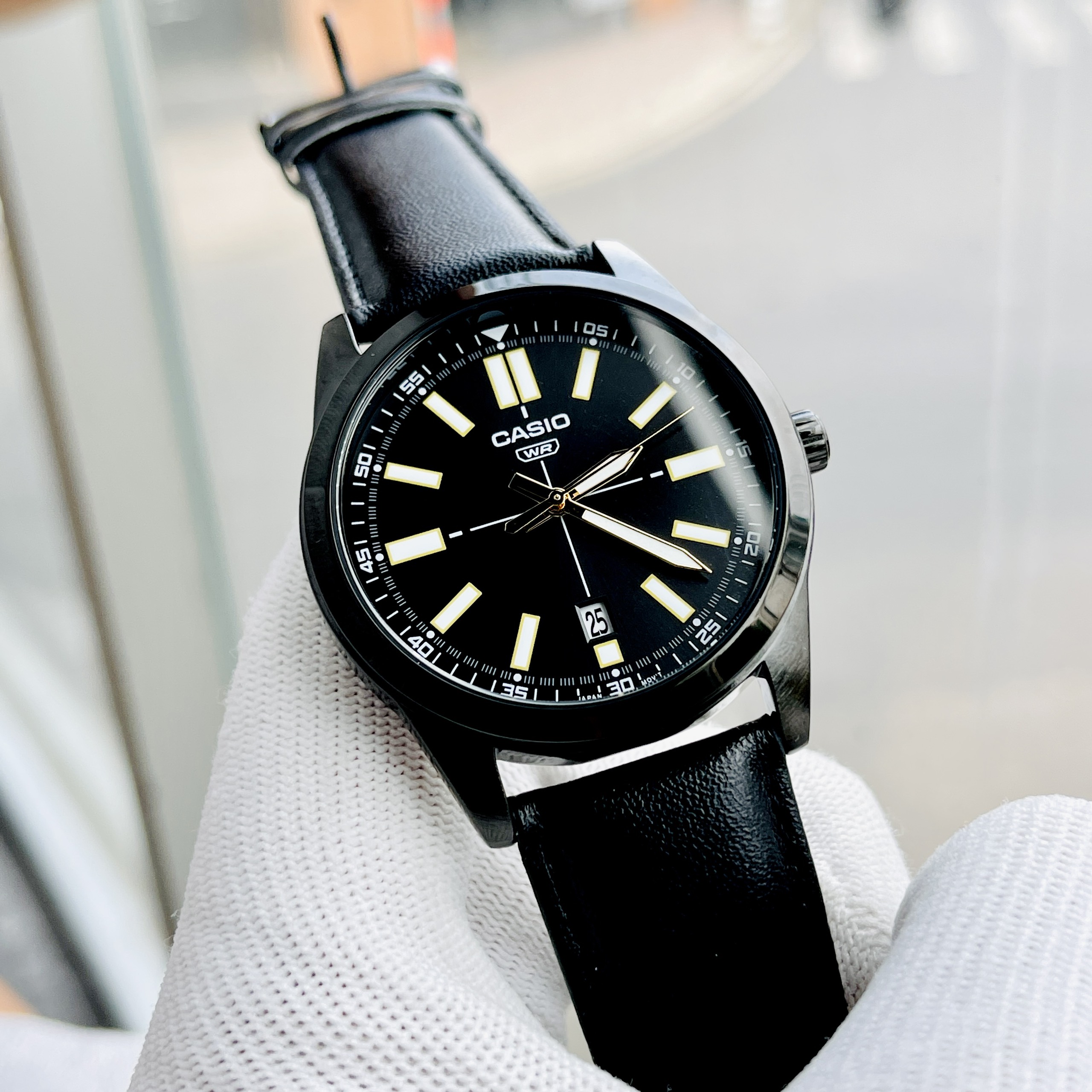 Đồng hồ nam casio mtp vd02l-1e dây da mặt đen size 41mm bảo hành 1 năm