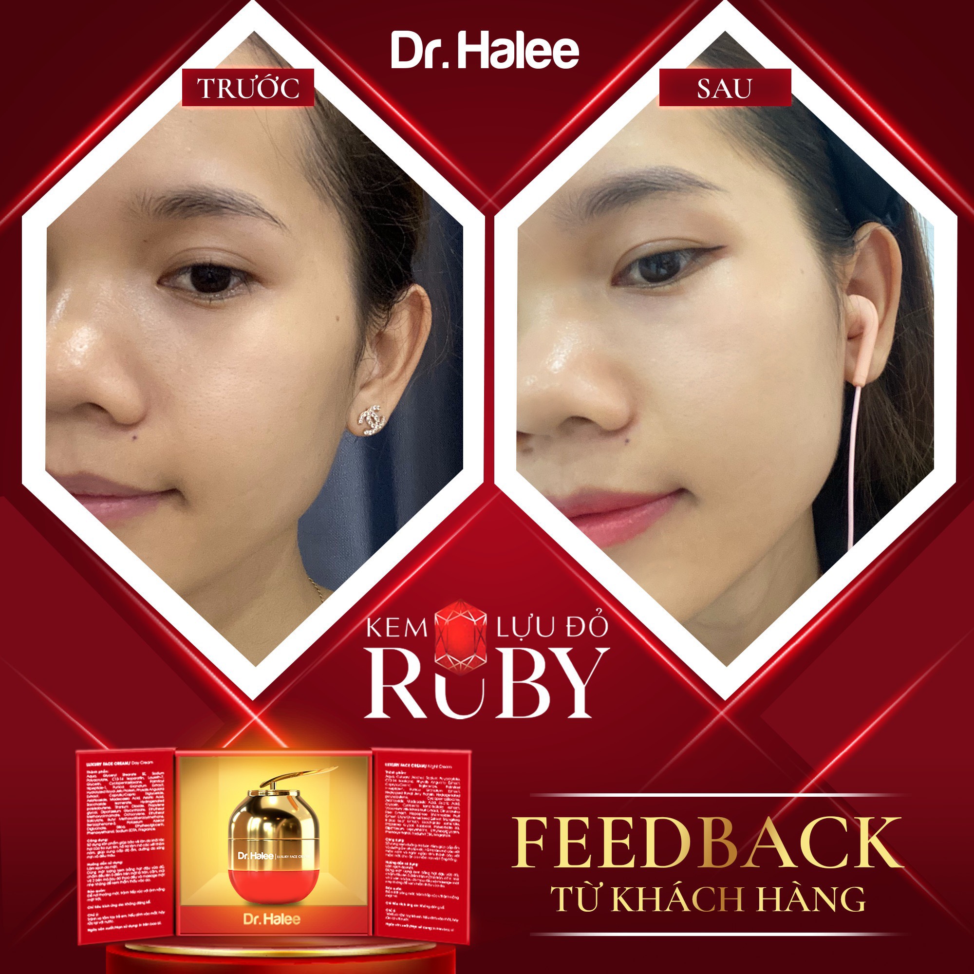 Kem dưỡng trắng hồng da căng bóng Ruby Lựu Đỏ Drhalee