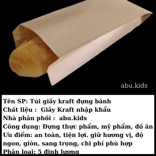 Túi giấy đựng bánh 100 chiếc - Túi giấy Kraft abu.kids