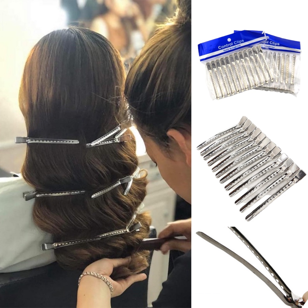 Kẹp Mỏ Vịt Làm Tóc Chuyên Dụng Bằng Thép Không Gỉ ( Set 12 Cây )