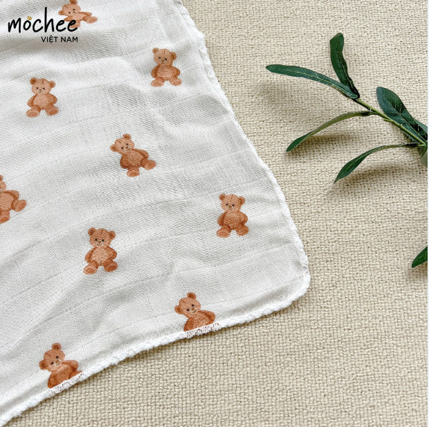Khăn tắm sợi tre Mochee gấu con 110x120cm