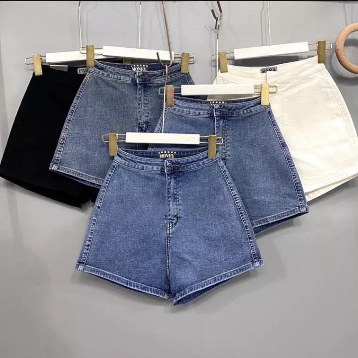 Quần jean short nữ chất kaki giả Jeans thiết kế đơn giản kaki trơn dễ phối đồ Lưng Cao co giãn quần đùi bò