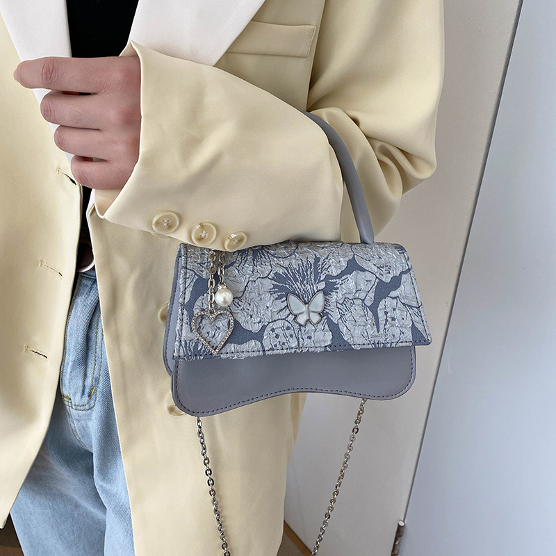 Túi Xách dây xích nữ mini mới túi da đeo chéo đen cổ điển Thời trang hàn quốc bag