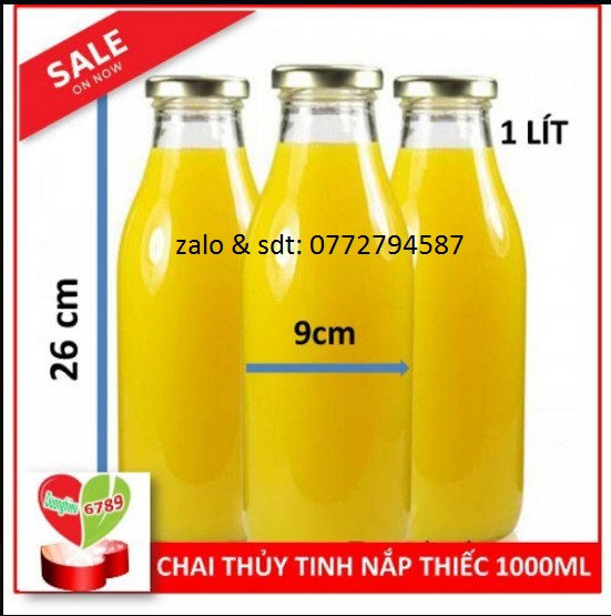 Chai thủy tinh đựng sữa, mật ong 1000ml (1 lít)