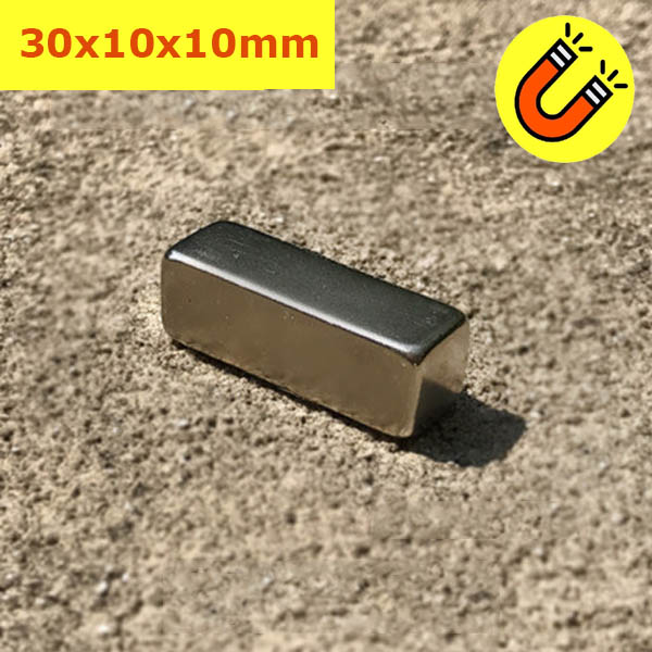 Nam châm đất hiếm 30x10x10mm siêu mạnh mạ Niken