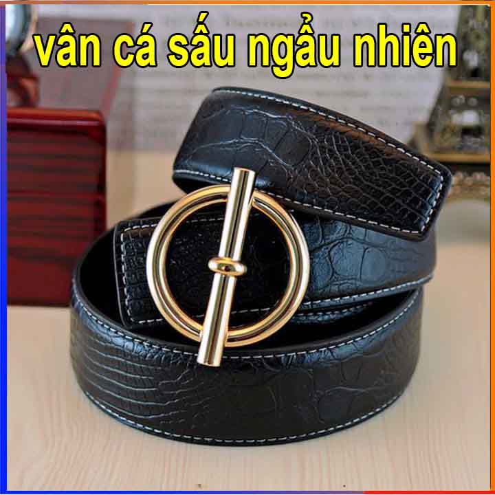 Dây thắt lưng nam thời trang khoá tròn dây vân cá sấu