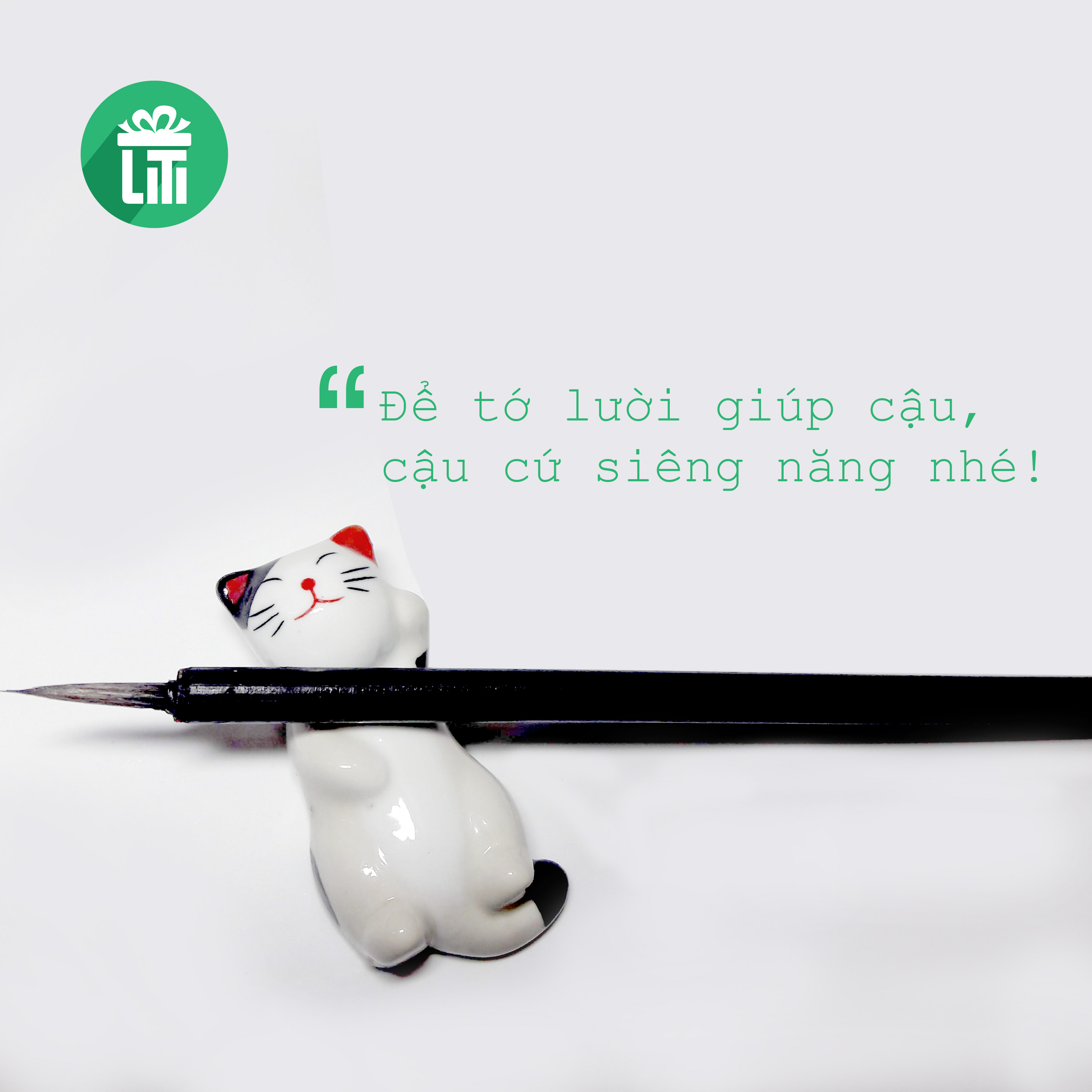 Gác cọ (gác đũa) bằng sứ hình mèo đáng yêu
