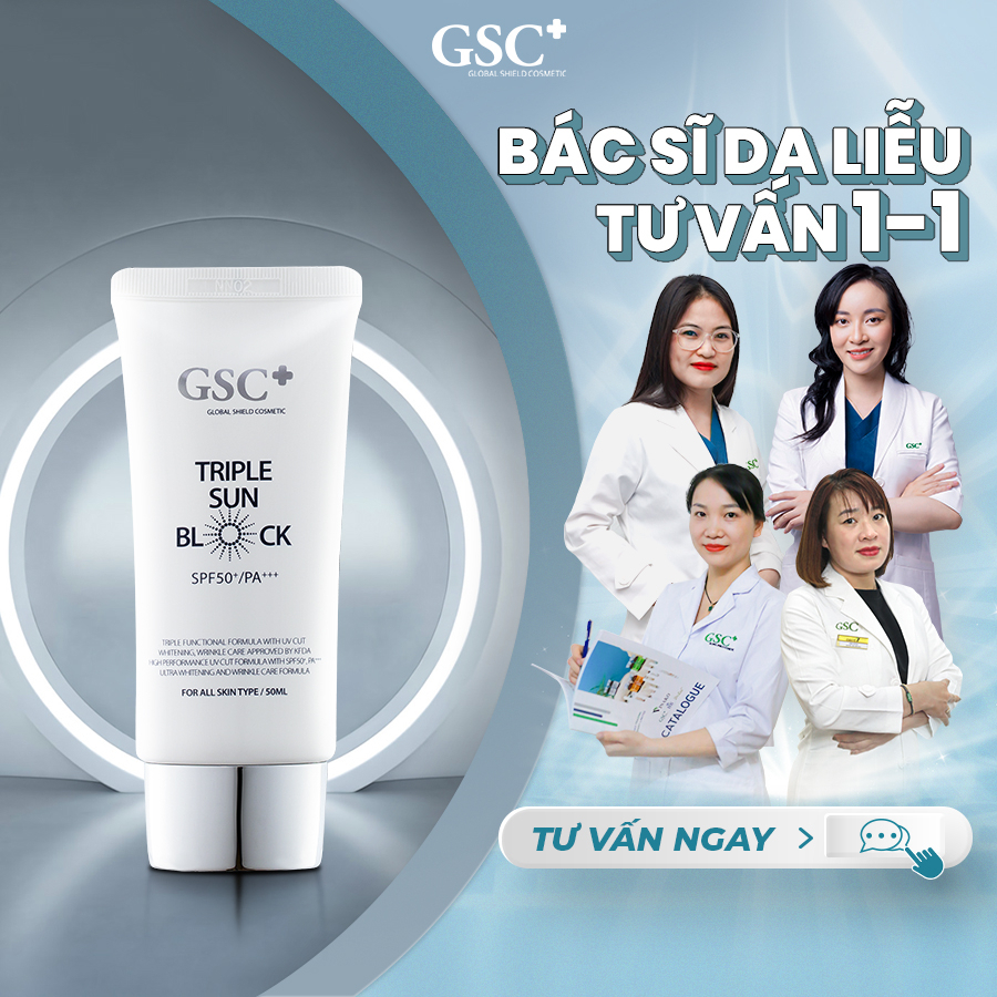 Kem chống nắng nâng tone GSC Triple Sun Block 50ml phổ rộng hàn quốc vật lý cho da dầu mụn, da khô, da nhay cảm
