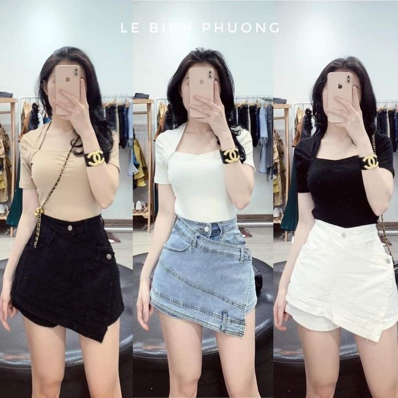 Áo thun cổ vuông vạt xéo gs65