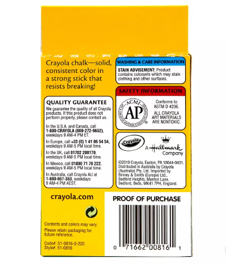 [HCM]HỘP 12 VIÊN PHẤN MÀU CRAYOLA