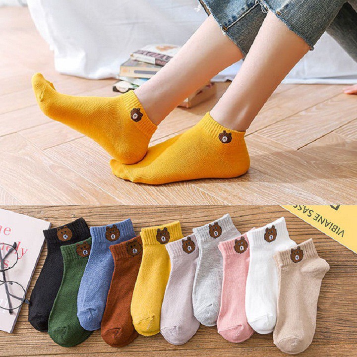 [SALE SẬP SÀN] Sét 10 đôi tất gấu brown siêu xinh(kèm túi đựng)