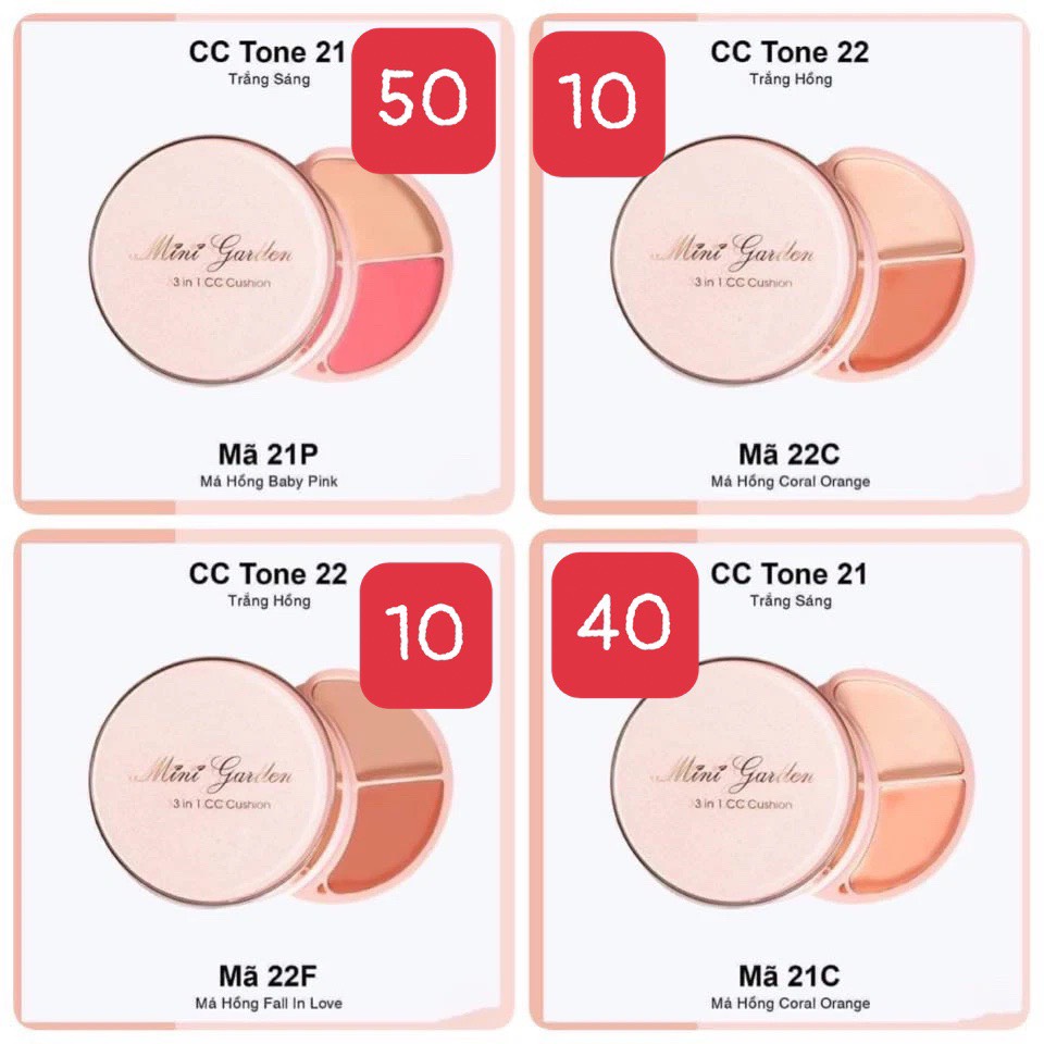 [ TĂNG SON KEM LÌ + LÕI PHẤN ] Phấn Nước Mini Garden 3 In 1 CC Cushion SPF 40+ PA+++