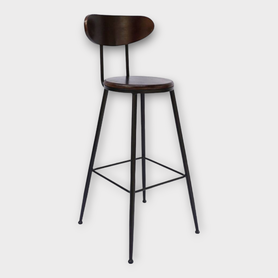 [Freeship] Ghế cao ngồi quầy bar có tựa lưng IBIE Vico mặt gỗ hoặc bọc nệm, chân sắt ống col sơn tĩnh điện