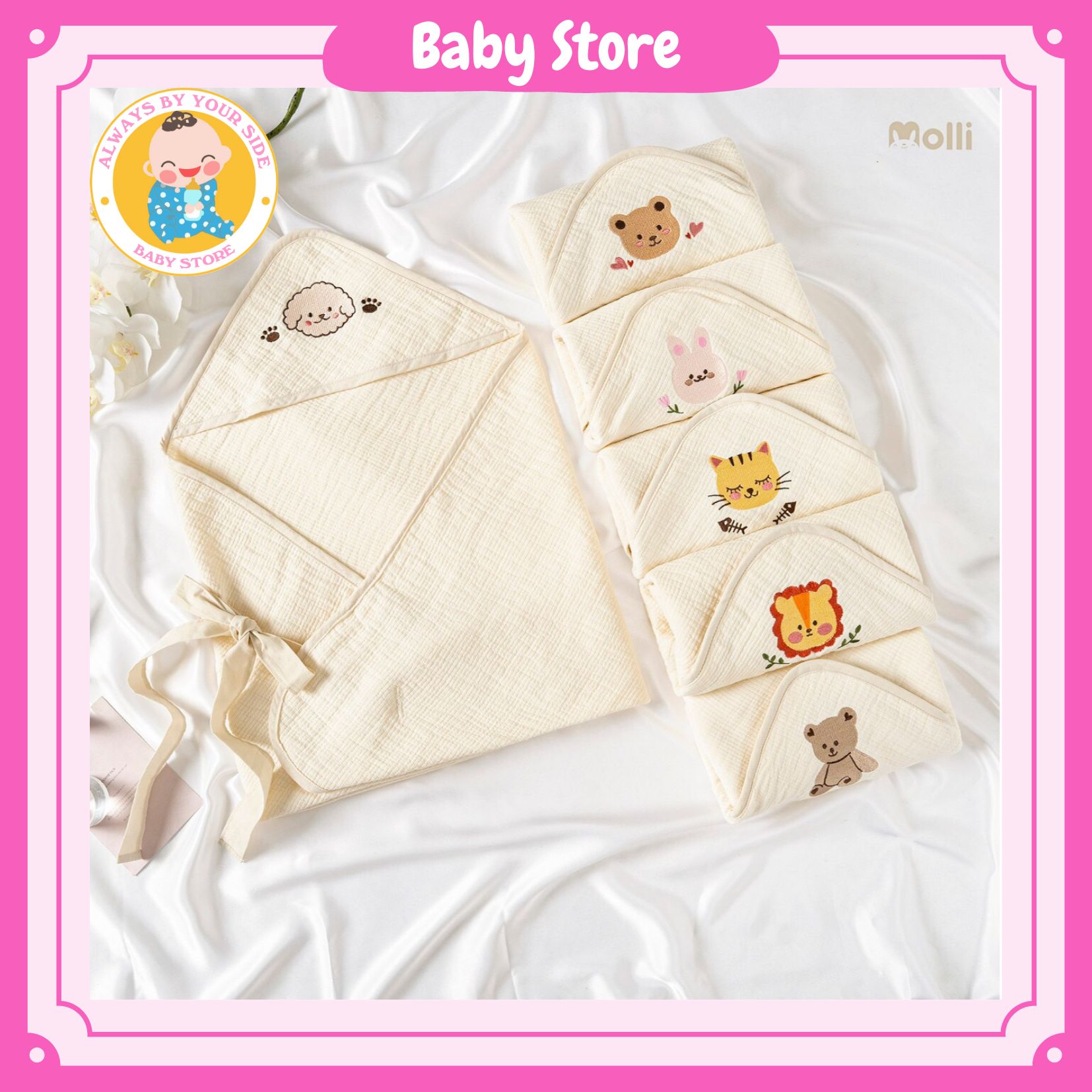 Ủ Xô Muslin Joonee 3 Lớp Kèm Dây Đai Cao Cấp Cho Bé Sơ Sinh