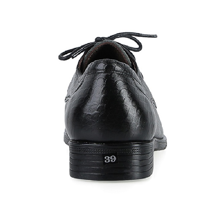 Giày tây nam da bò vân da trăn cột dây màu đen HK7798