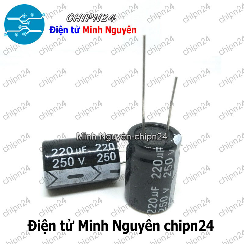 [2 con] (J10) Tụ hóa 220uF 250V Đen (18x25mm) - HH003182