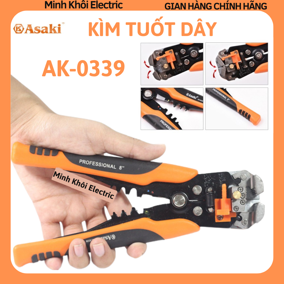 Kìm tuốt dây Asaki AK-0339,kìm bấm cos asaki đa năng,kềm tuốt dây điện đa năng,kìm cắt cáp điện bấm cốt,kìm bấm cốt,kìm cắt dây điện,kìm rút dây điện AK-0339,kềm cắt dây điện,kềm rút dây điện