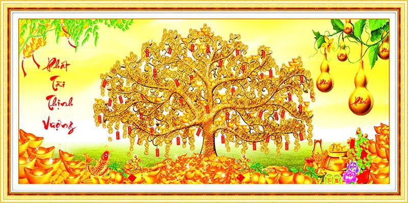 tranh đính đá PHÁT TÀI THỊNH VƯỢNG VS120 kiích thước 100*50cm