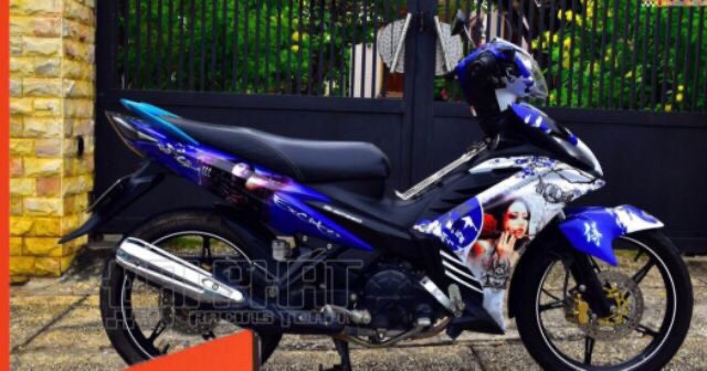Tem trùm ex 135 xanh trắng samurai, tem exciter 135, team trùm exciter 135, tem xe exciter 135, team trùm ex 135, team xe exciter 135 xanh trắng samurai