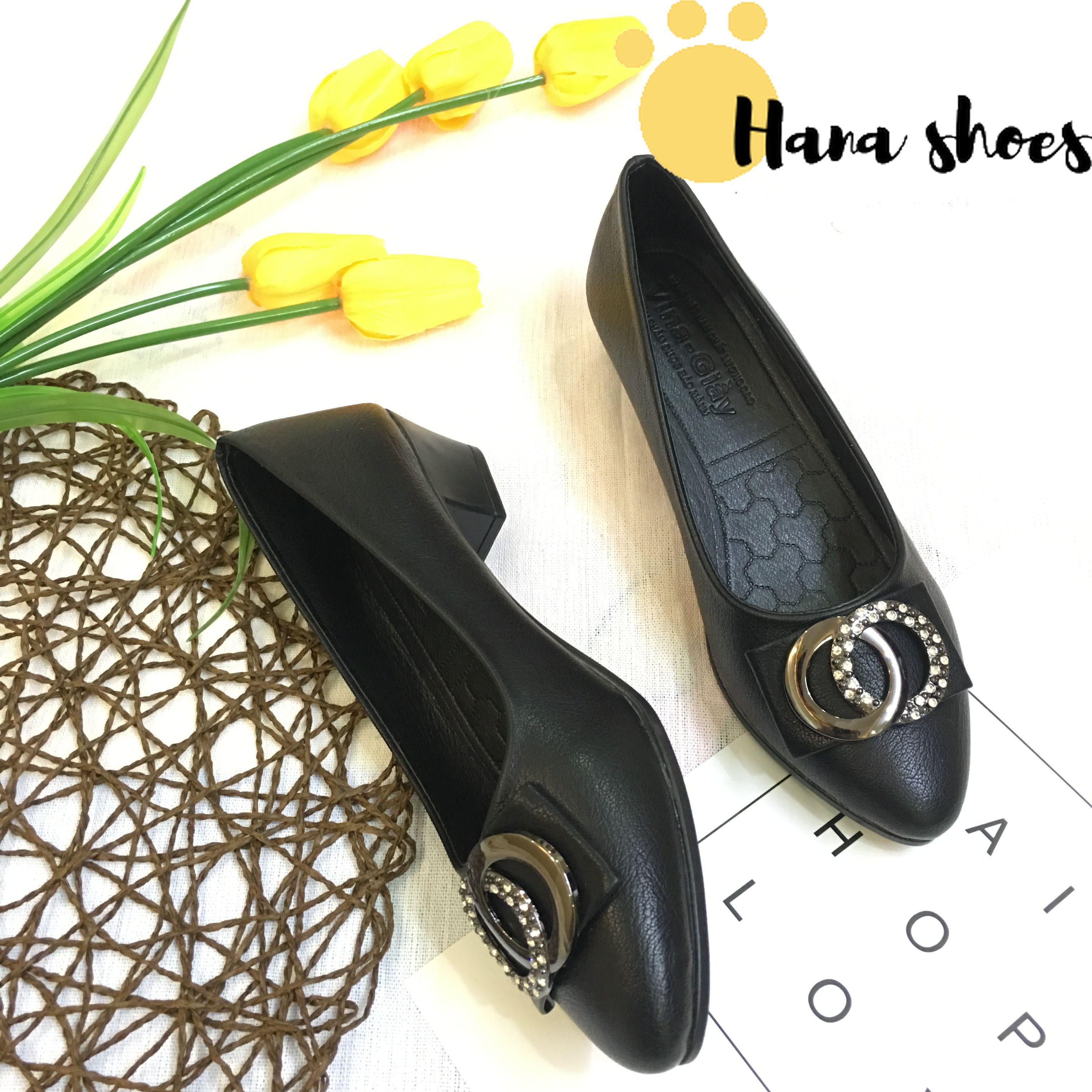 M19 Giày cao gót công sở nữ da lì đế 4cm siêu mềm êm chân