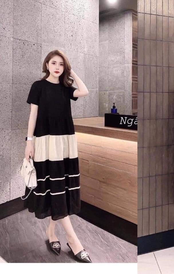 Đầm bầu thời trang thiết kế chất lụa mềm không nhăn freesize từ 45 đến 70kg