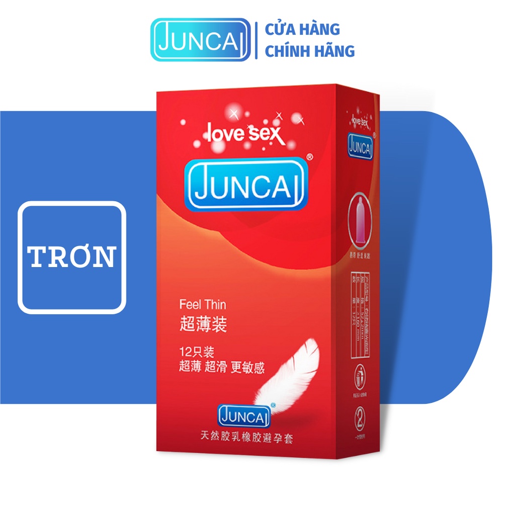 Bao Cao Su Juncai Feel Thin Siêu Mỏng, Nhiều Gel Bôi Trơn ( Hộp 12 Chiếc)
