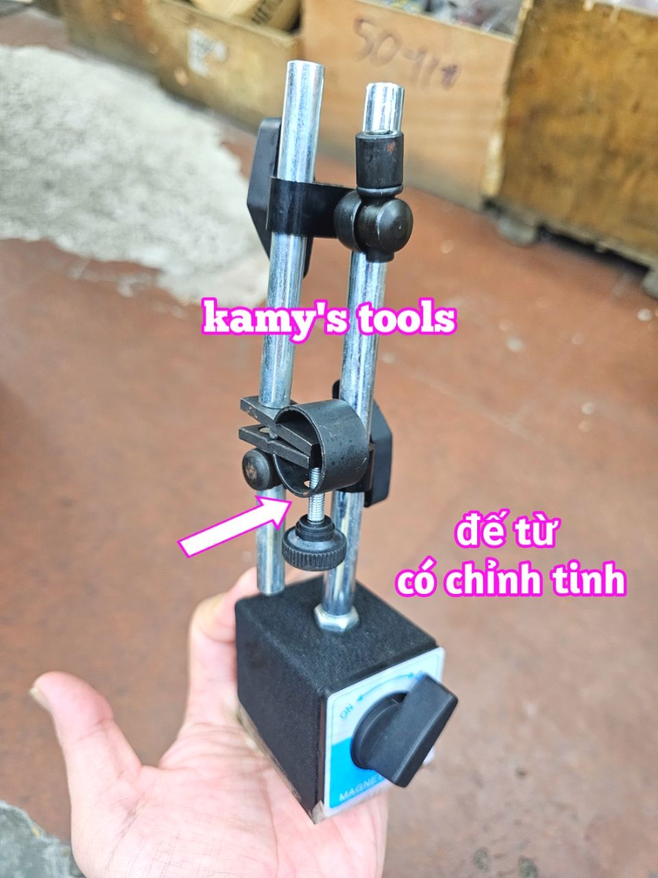Đồng hồ so 0-10mm và đế từ có chỉnh tinh