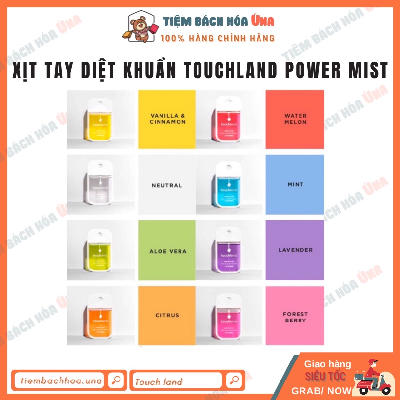 Xịt tay diệt khuẩn và dưỡng ẩm TOUCHLAND power mist hand saniitizer 30ml