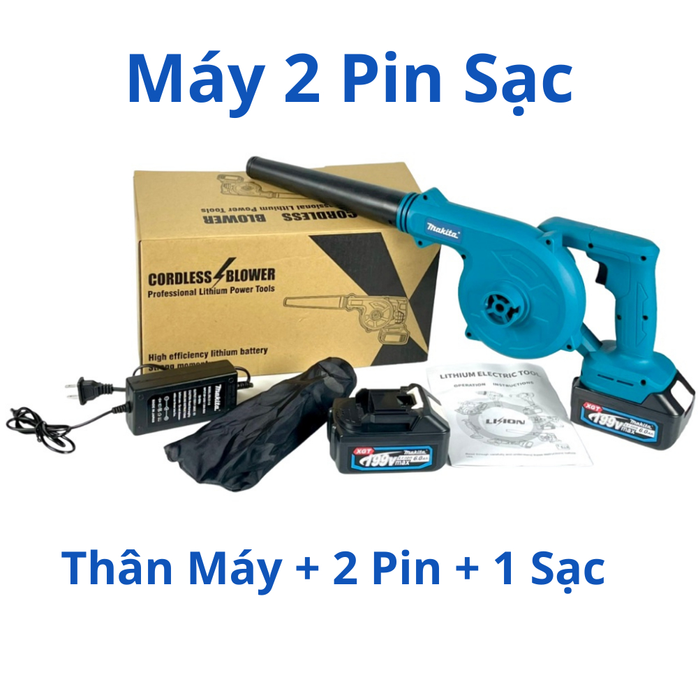  Máy thổi bụi pin cầm tay Makita 199v công suất lớn pin dung lượng khủng 