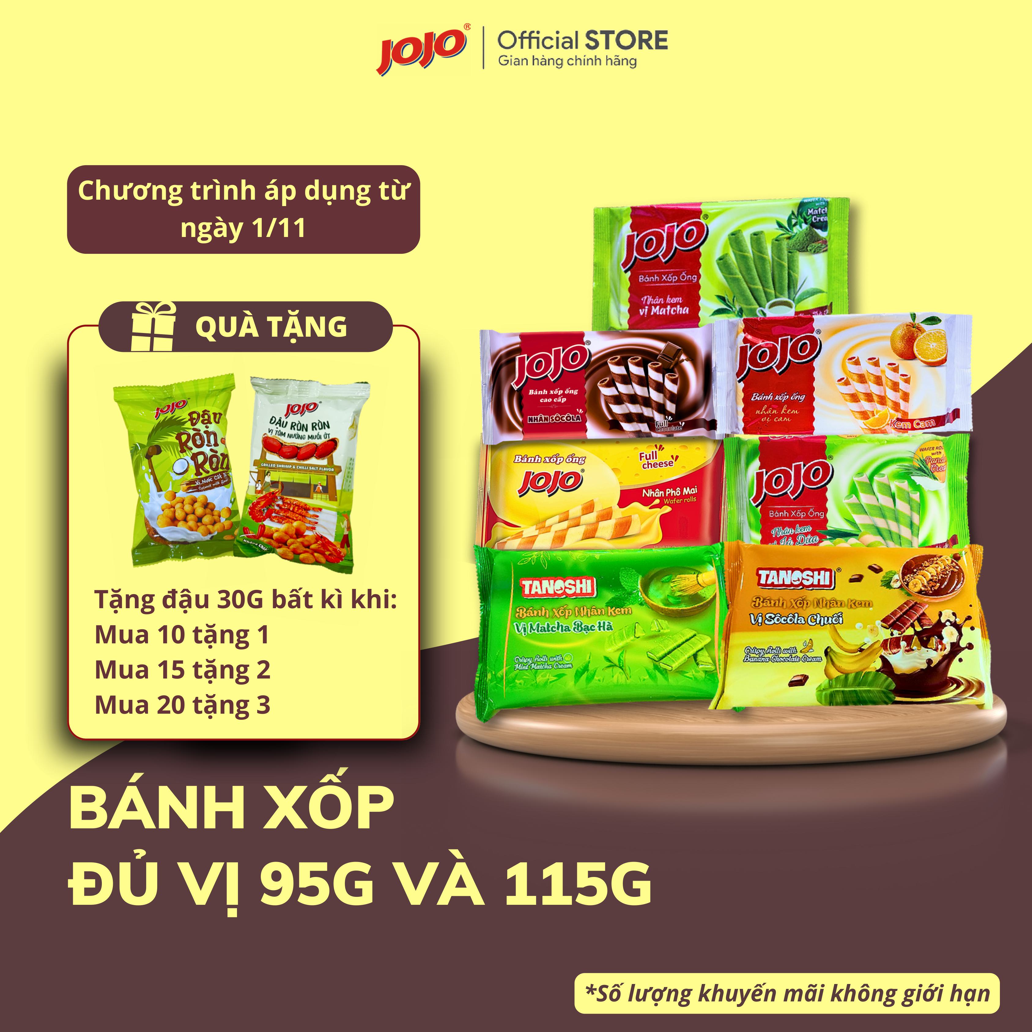 Bánh Xốp Ống JOJO Mix Đủ Vị loại 95G và 115G (Tặng Đậu 30G)