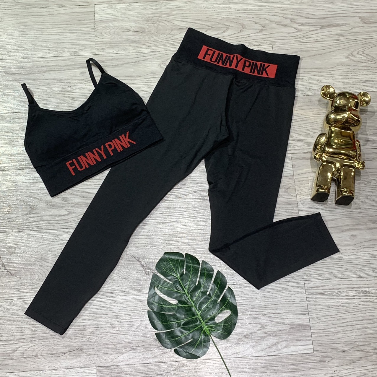 Set bộ tập gym yoga thể thao nữ, áo bra kèm mút, quần dài funny pink Bin Sport BD140