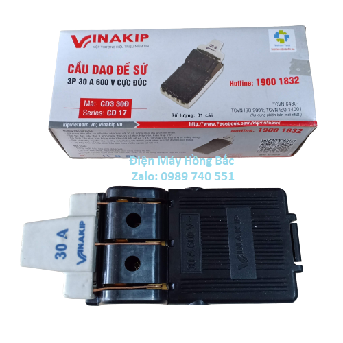 Cầu dao điện đế sứ đúc 3 pha 30a 600v - vinakip