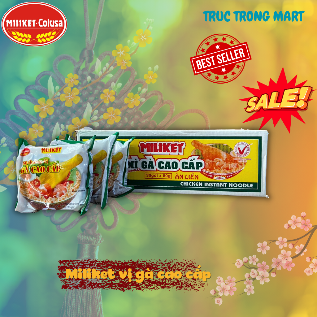 Mì tôm Miliket vị Gà Cao cấp 30 gói/80gr