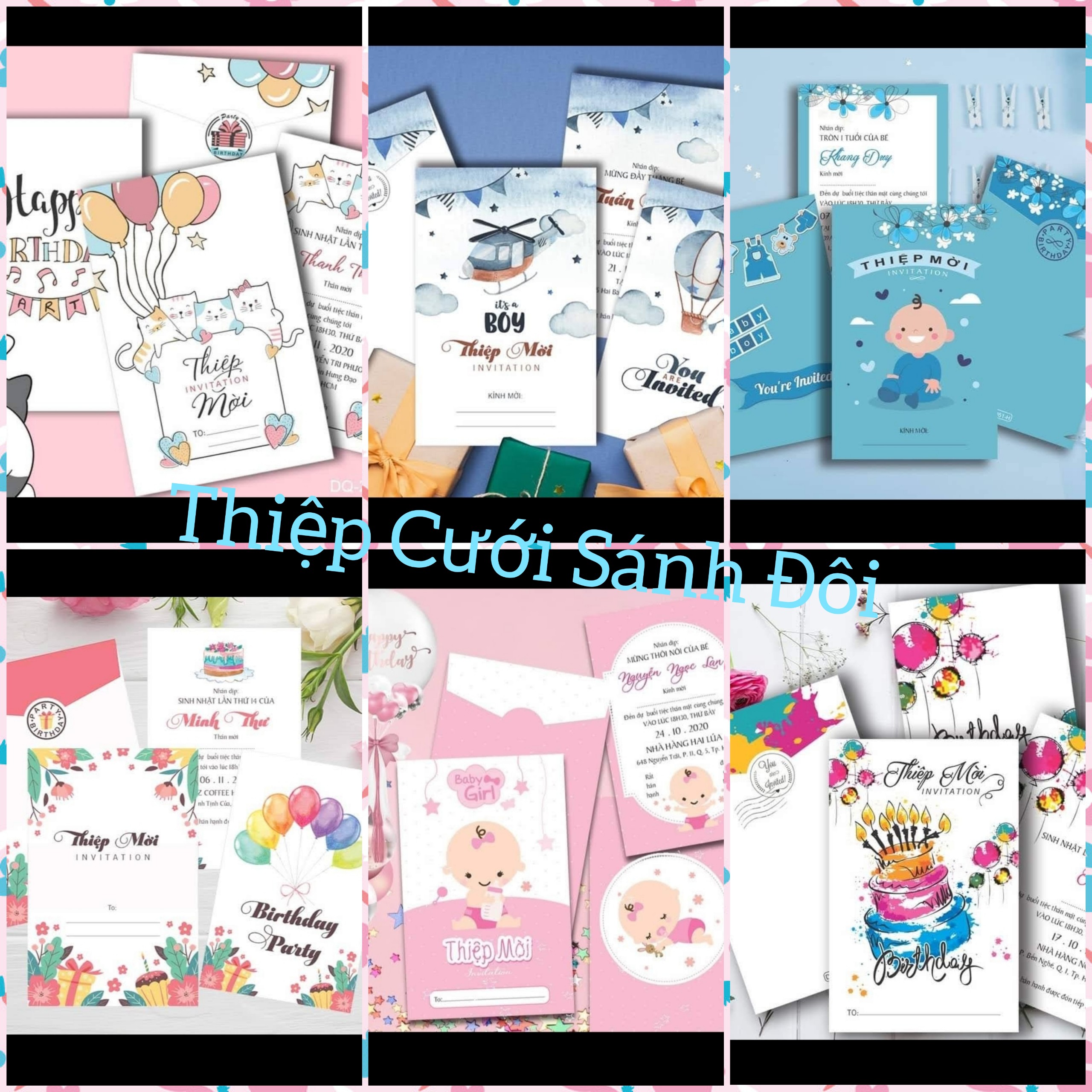 Combo 70 thiệp sinh nhật cho bé ( in nội dung theo yêu cầu)