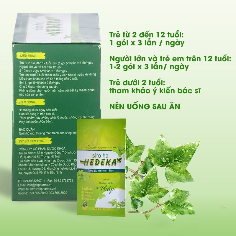 Siro ho Hedeka - Hộp 20 gói x 5ml